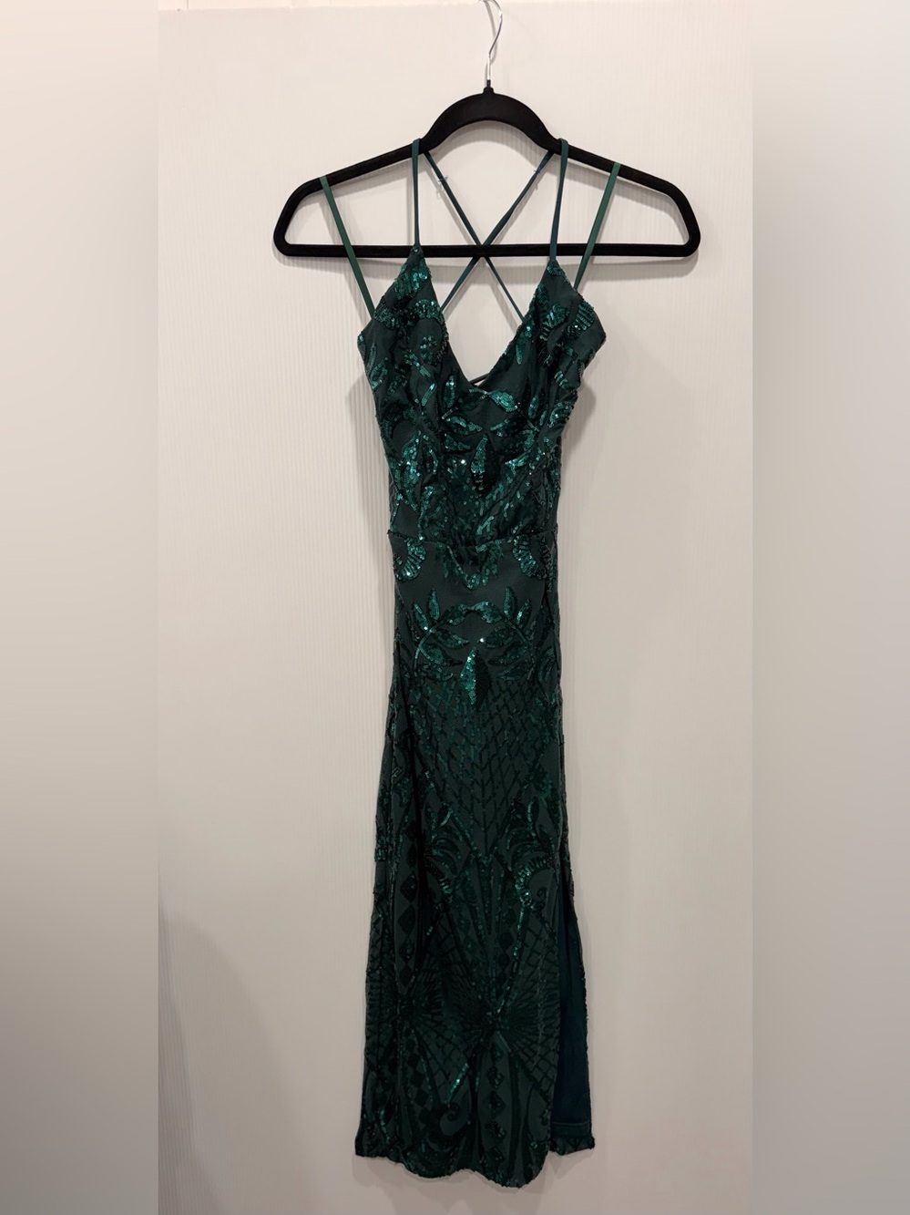 Windsor Emerald Green Sequin Strapless Evening Gown